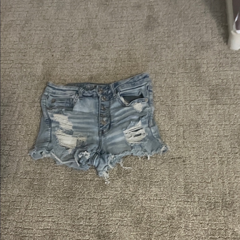 American Eagle Outfitters Light Blue Distressed Jean Shorts
